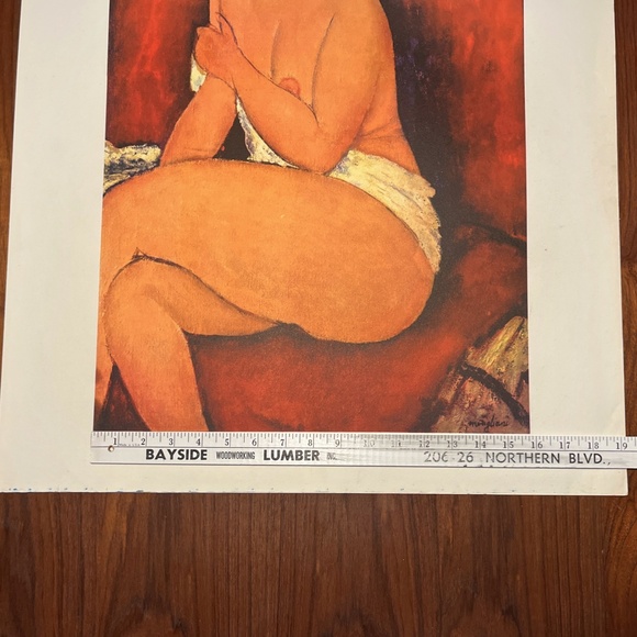 Vintage Amedeo Modigliani 28x22 Large Lithograph Seated Nude USA MCM Art Print - Picture 7 of 13